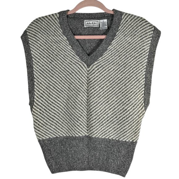 Andrew St. John Sweater Vest Women Large Gray V Neck Silk Linen Angora Blend VTG - Picture 1 of 9